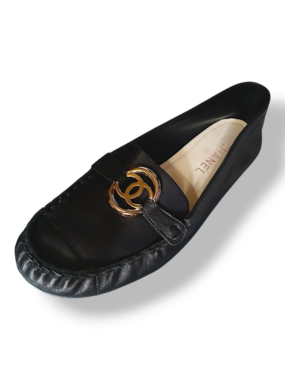 CHANEL Black Leather Loafers with Gold CC Emblem TIMELESS and THOROUGHLY POSH... - Picture 7 of 11